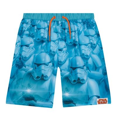 Boys' blue 'Stormtrooper' print swim shorts